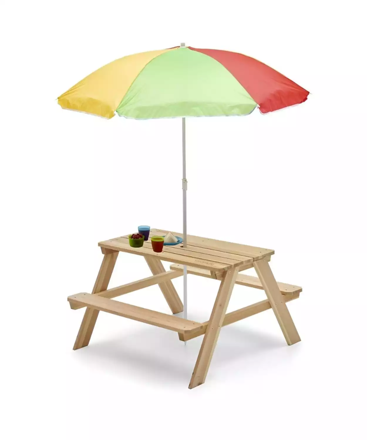 Rectangular Picnic Table With Parasol (Natural)