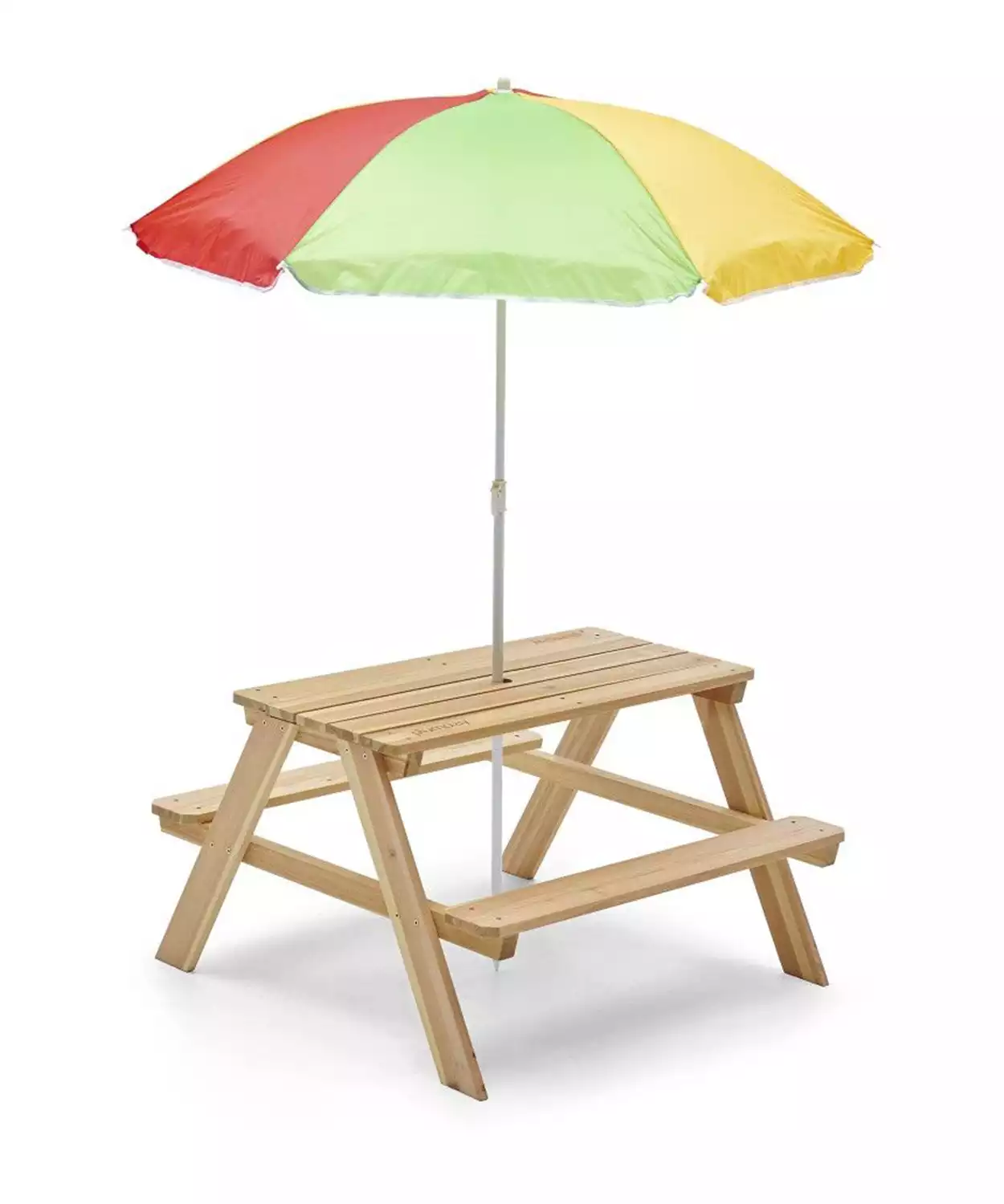 Rectangular Picnic Table With Parasol (Natural)