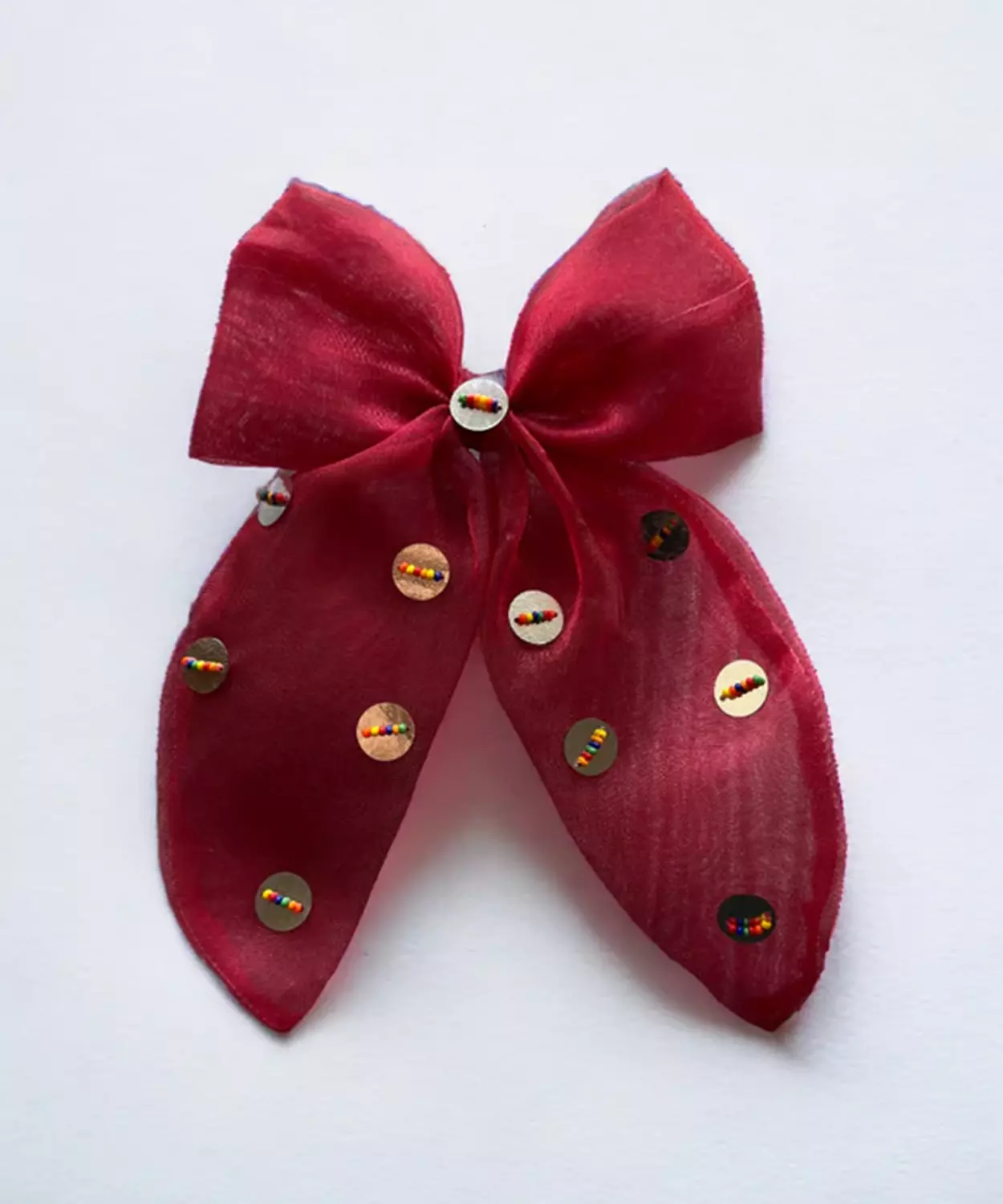 Christmas Organza Bow Hair Clip In Santa Red & Silver