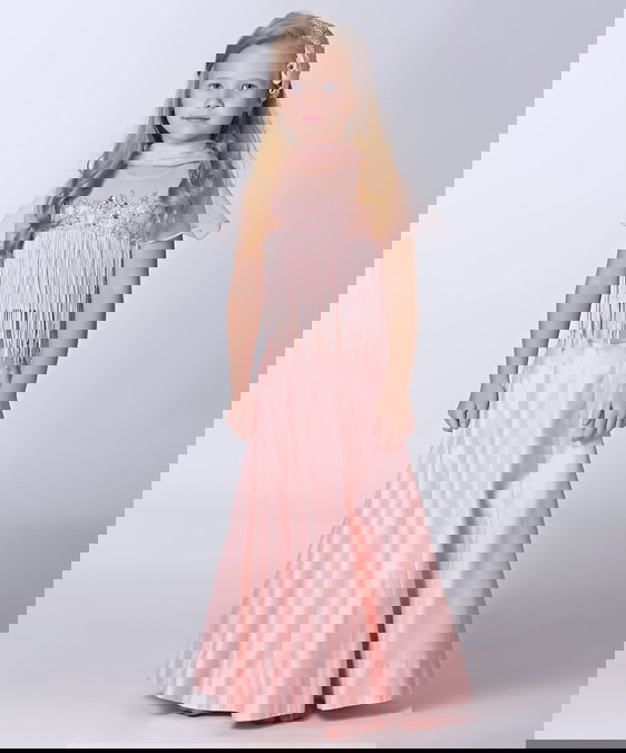 Cropped Top With Kali Skirt And Dupatta