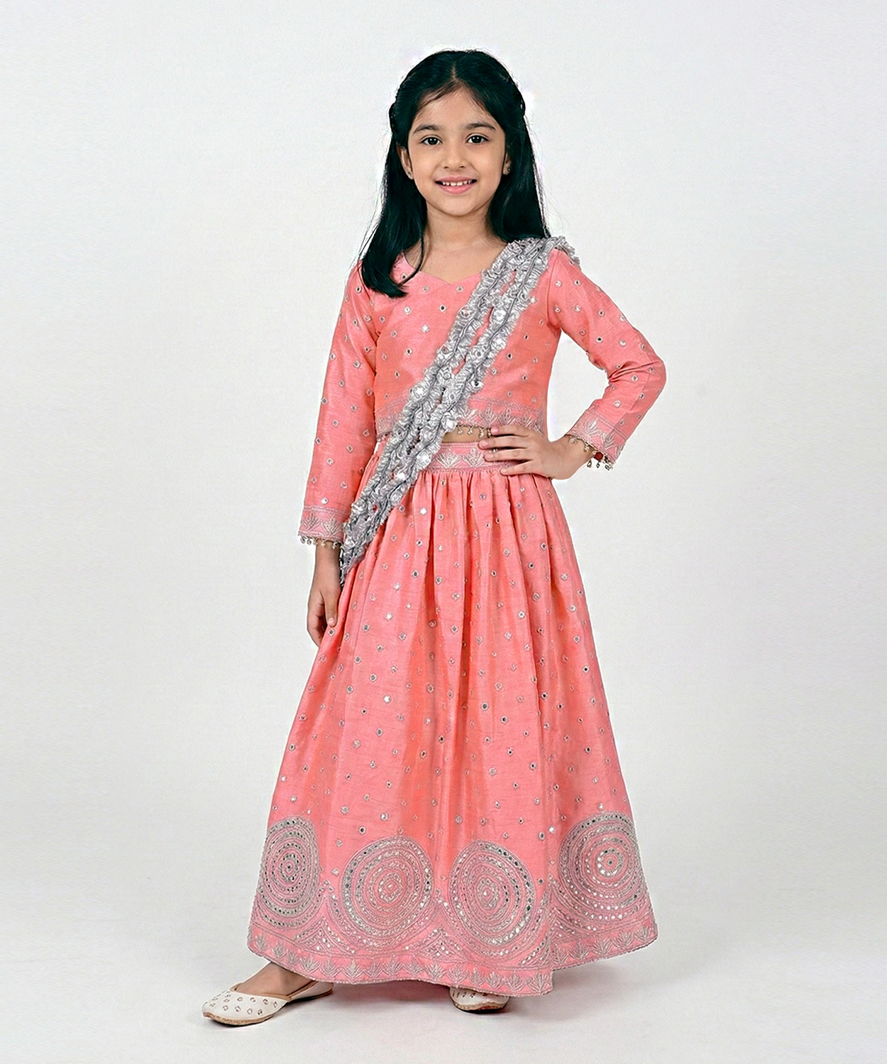 Embroidered Lehenga Set With Unique Tassel Dupatta