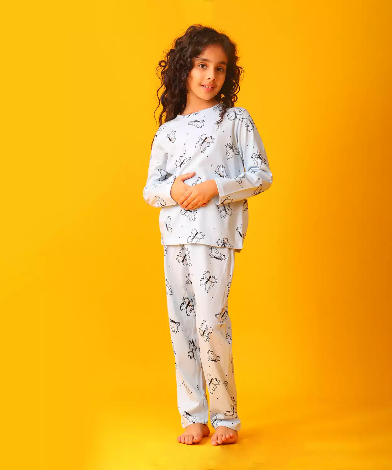 Blue Butterfly Long Sleeve Pyjama Set - Blue
