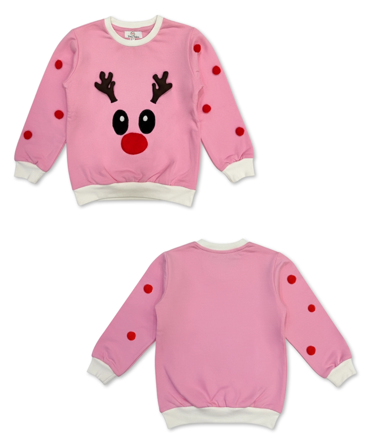 Pink Reindeer Pom Pom Sweatshirt