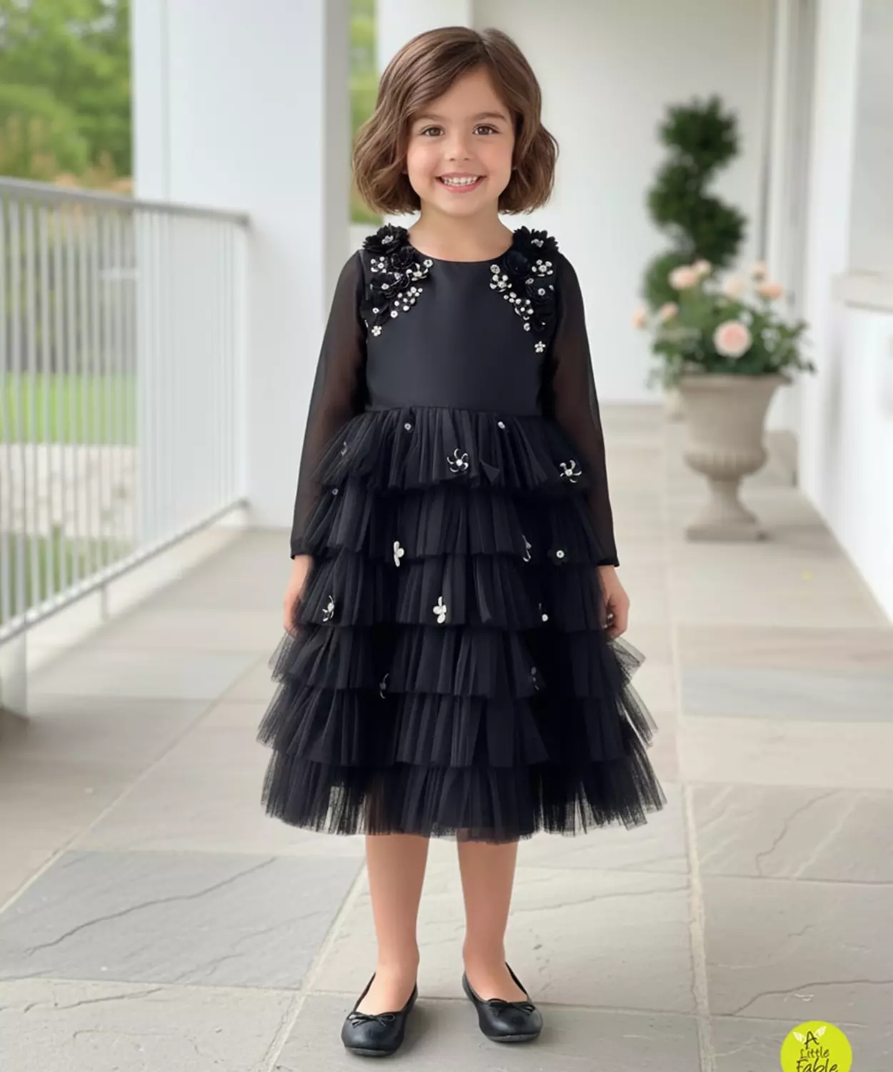 Black Morning Glory Full Sleeve Dress