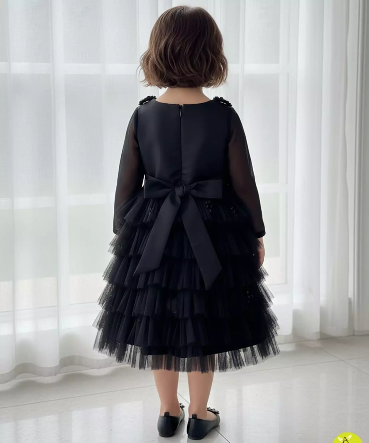 Black Morning Glory Full Sleeve Dress
