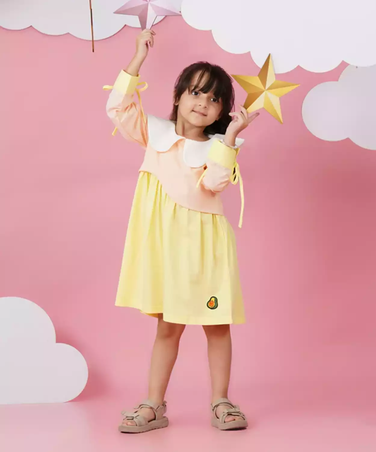 Girls Pineapple Girl Tie Sleeved Dress