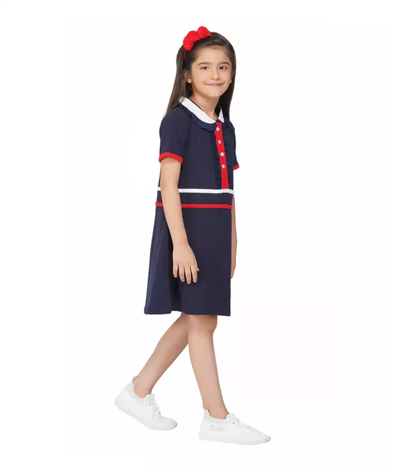 Girls Navy Blue Jersey Dress