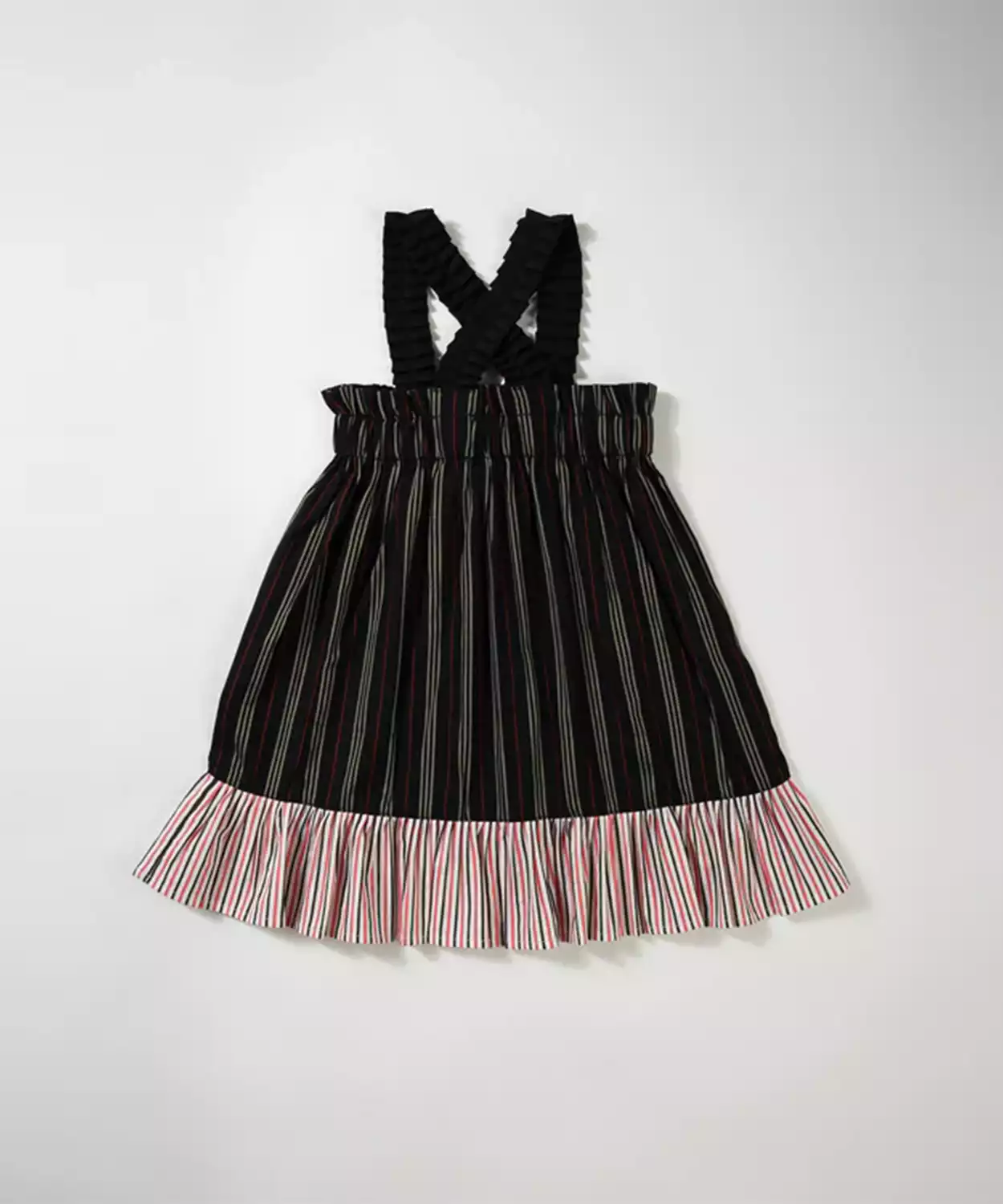 Girls Front Bow Striped Dress
