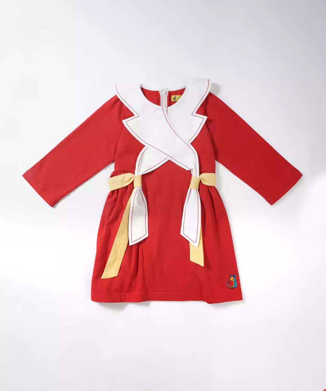 Girls Red Belted Knot Dress