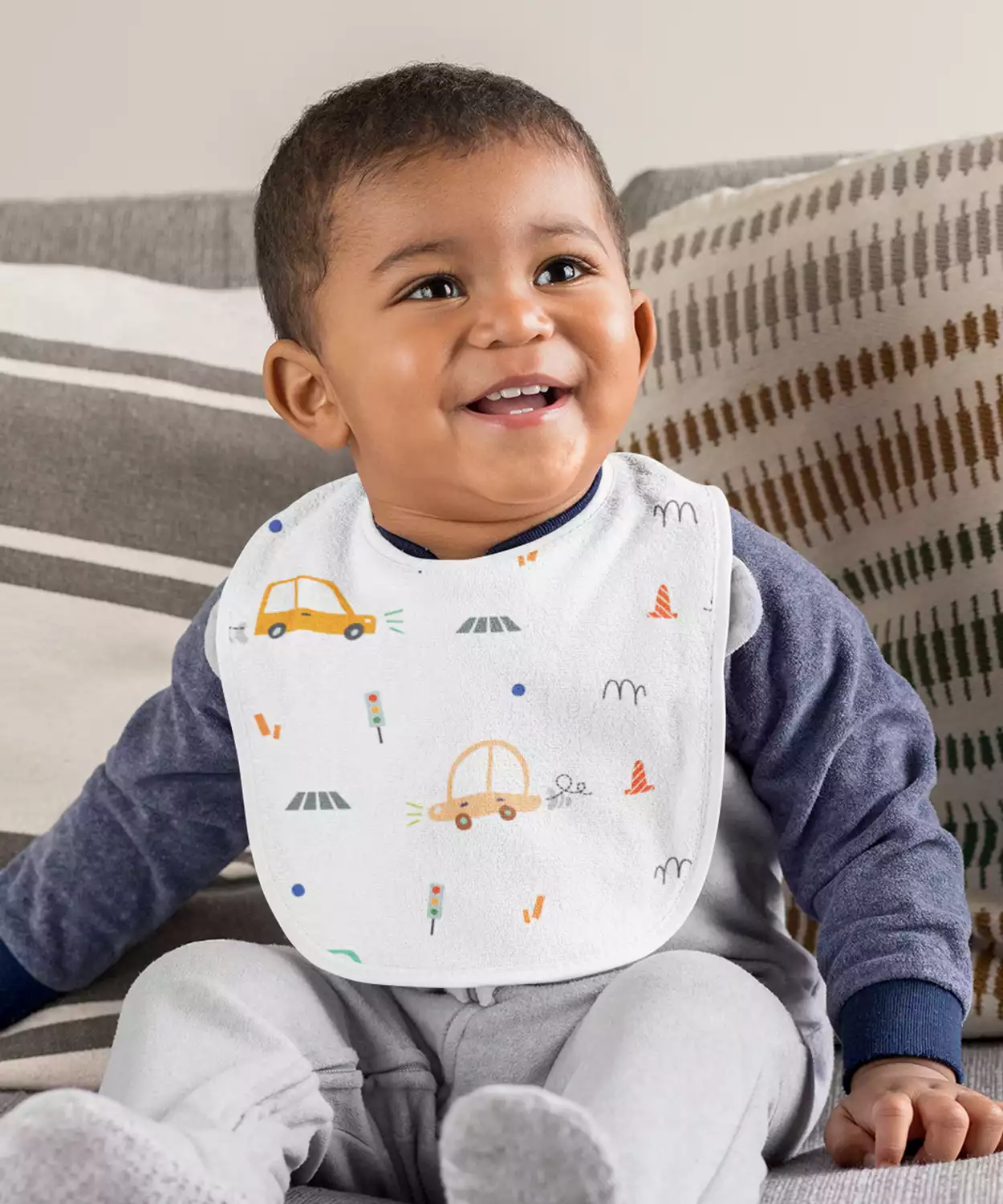 Cotton Muslin Bib (Set of 3) - Transport