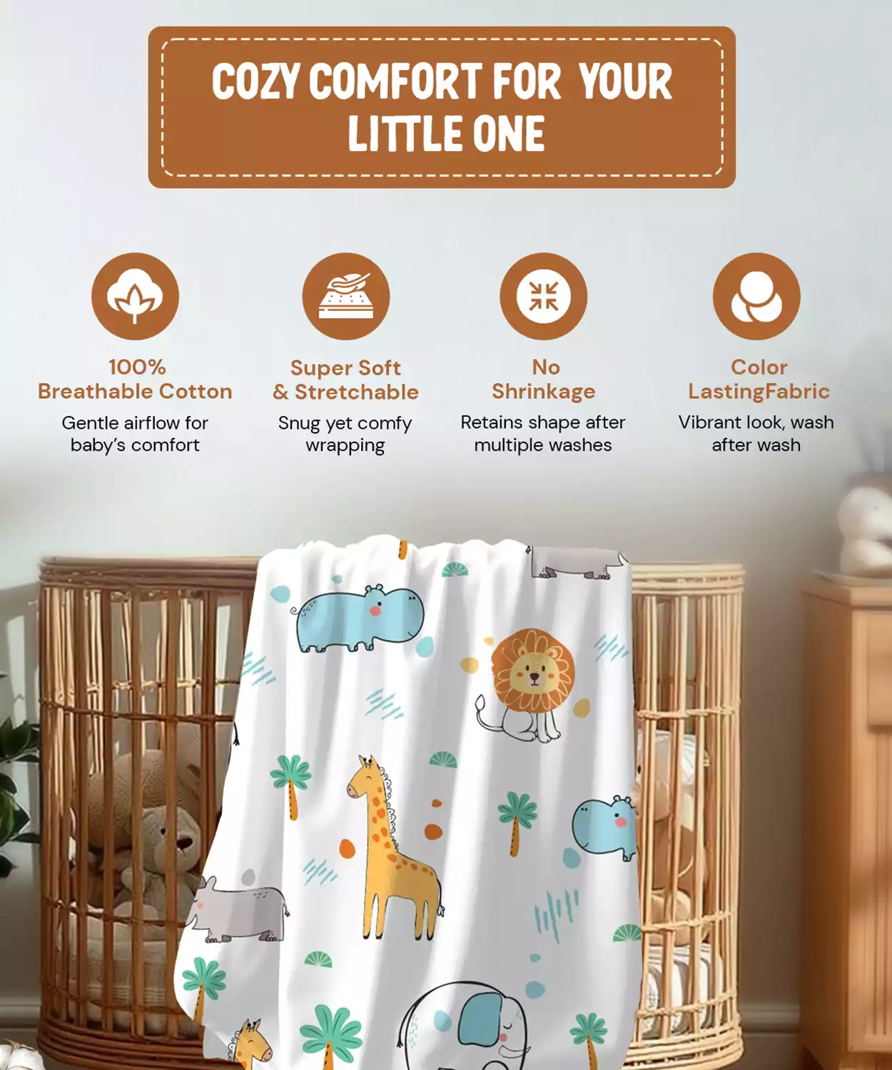 Cotton Muslin Swaddle Sheet (Set of 3) – Jungle Safari