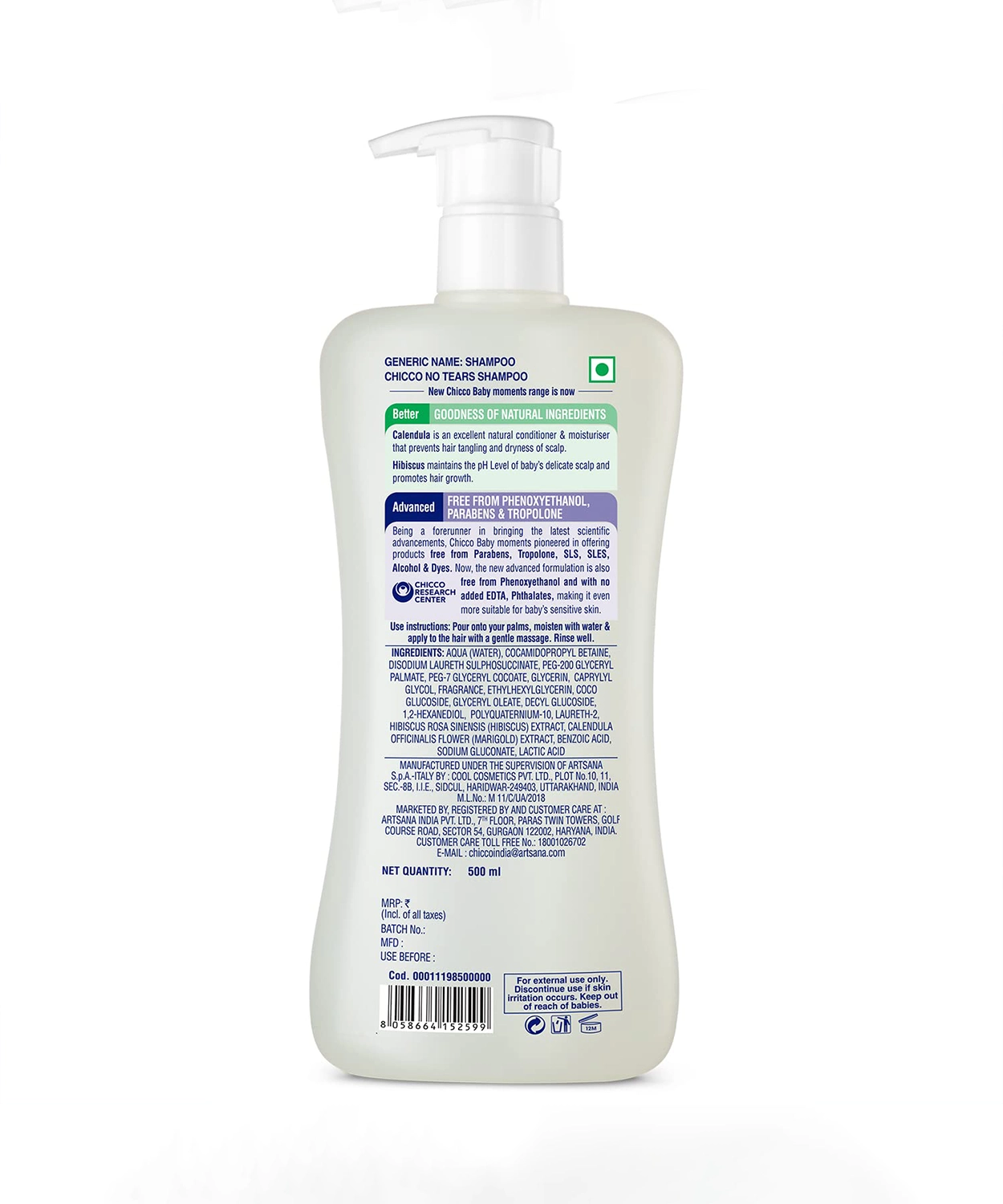 Baby Moments Shampoo for Babies with Calendula & Hibiscus - 500 ml