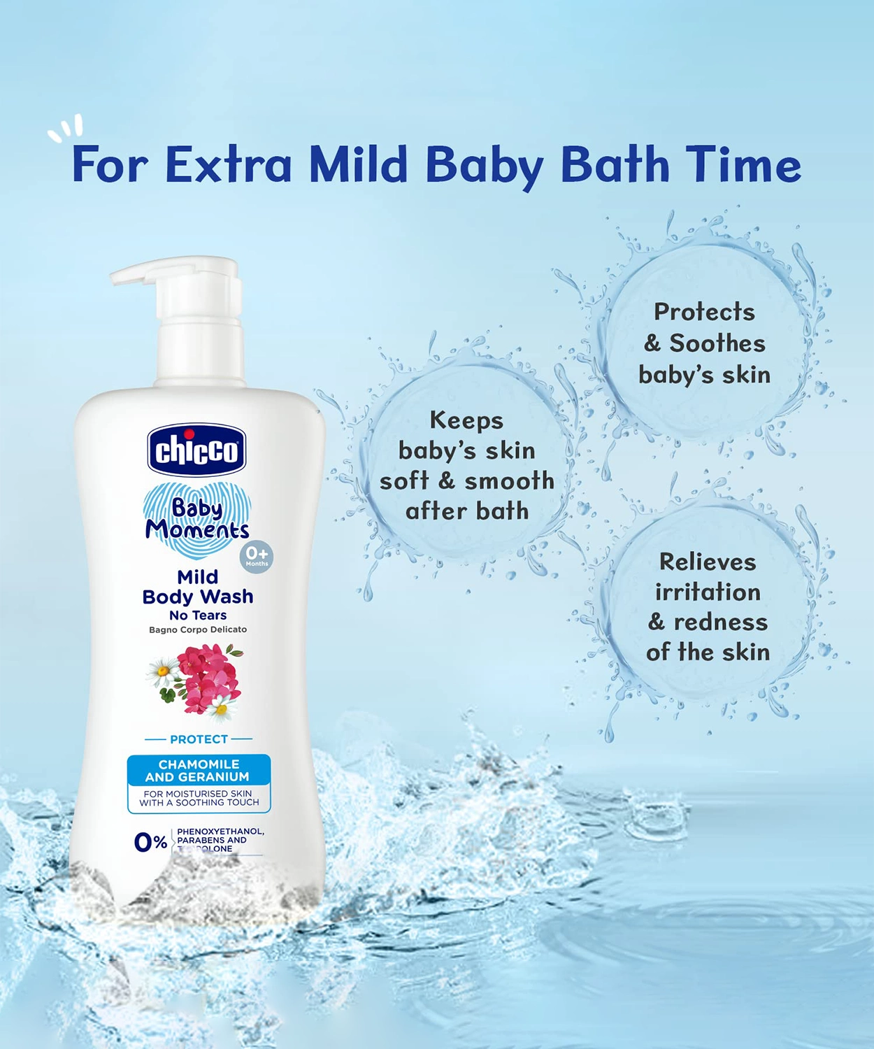 Chamomile & Geranium Baby Moments Mild Body Wash - 500ml