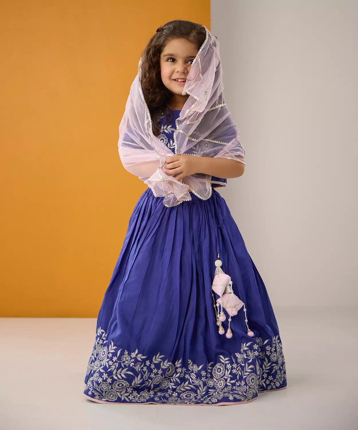 Ink Blue Embroidered Lehenga Set