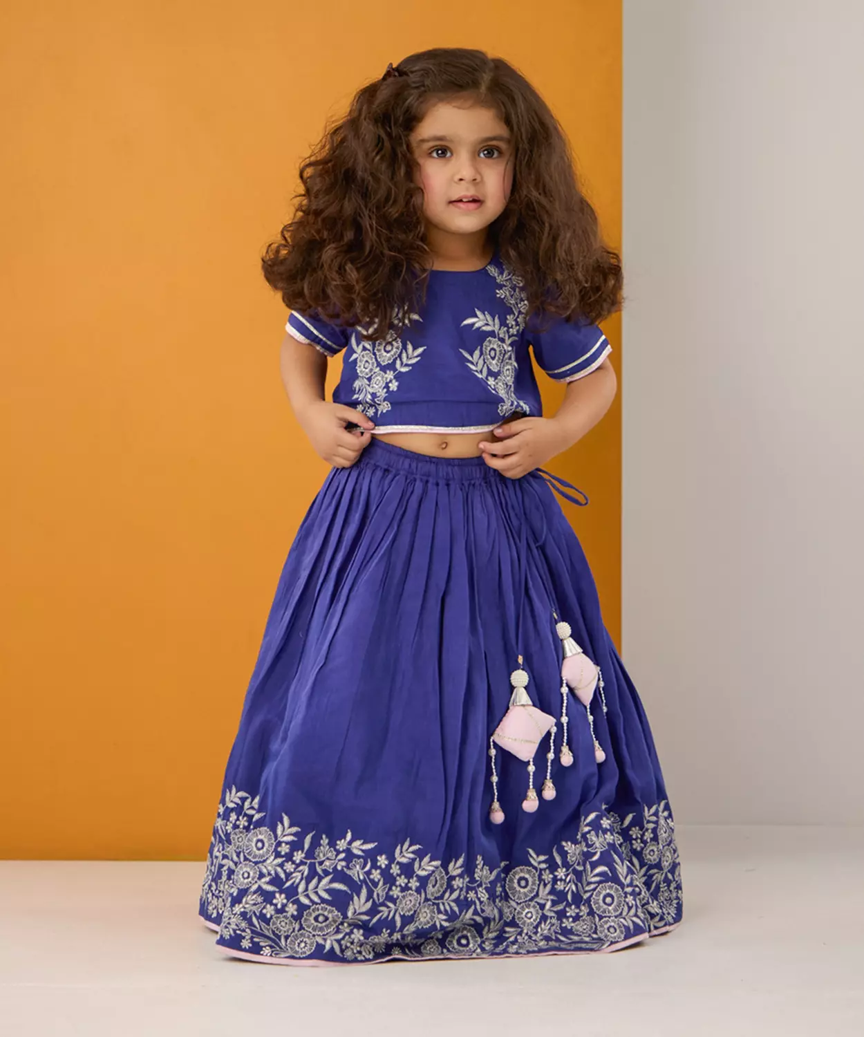 Ink Blue Embroidered Lehenga Set