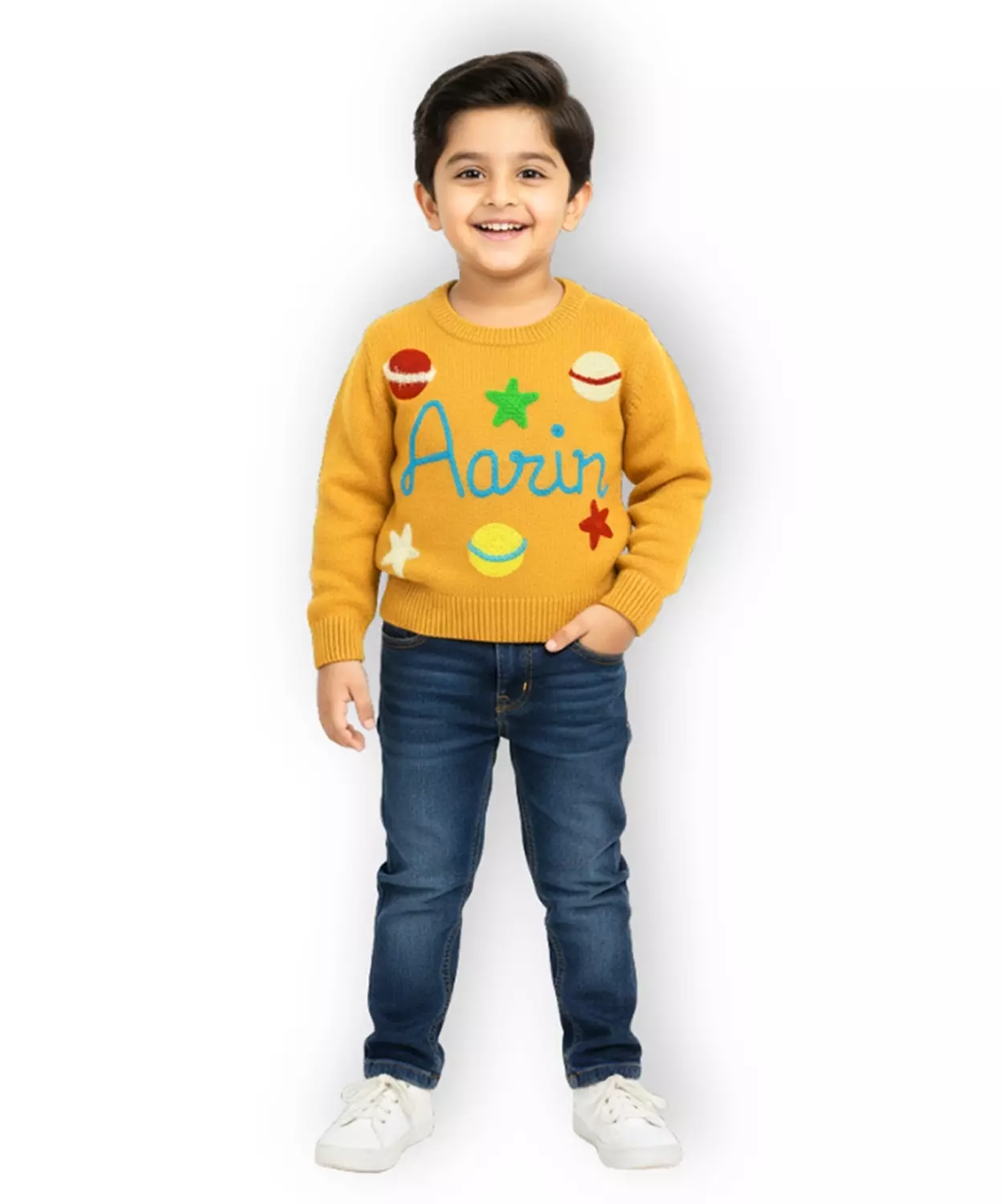 Boys Customised Starry Night Sweater - Mustard