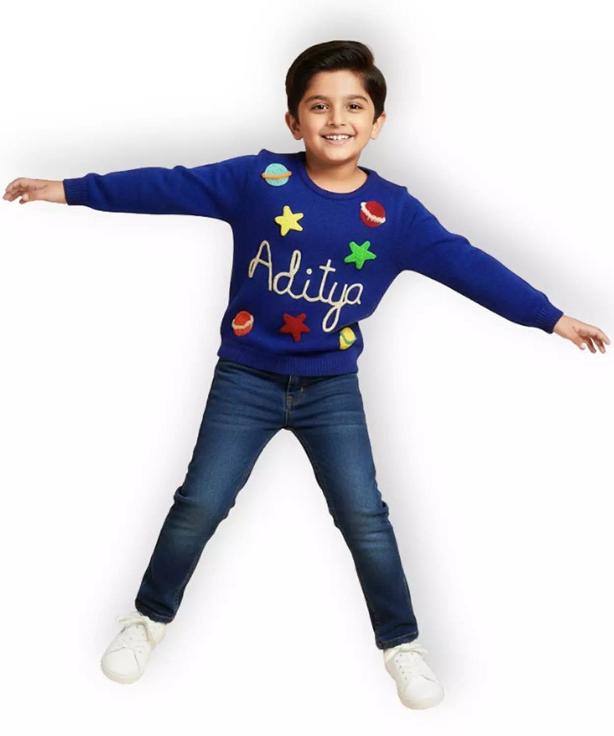 Boys Customised Starry Night Sweater - Navy