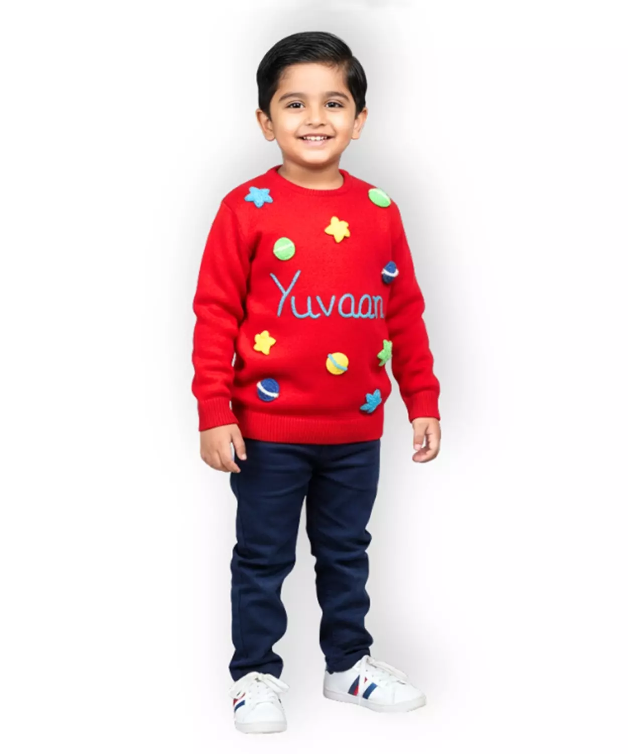 Boys Customised Starry Night Sweater - Red