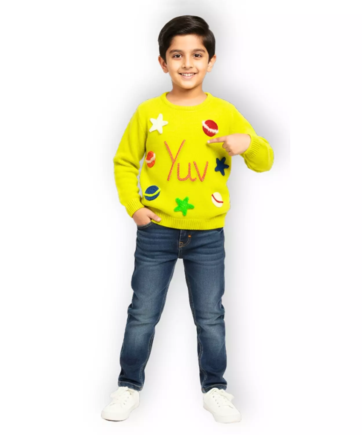 Boys Customised Starry Night Sweater - Yellow