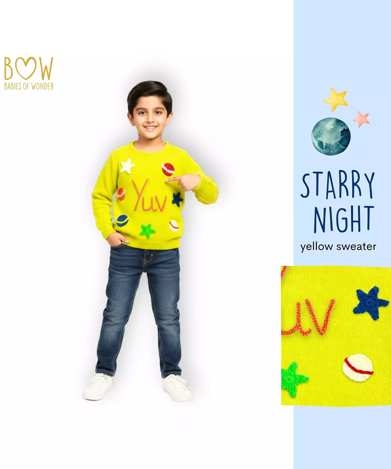 Boys Customised Starry Night Sweater - Yellow