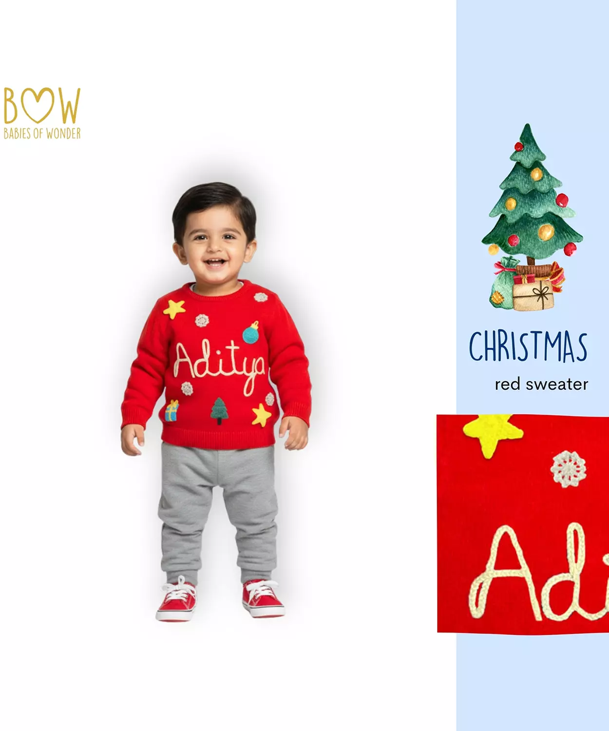 Boys Customised Christmas Sweater - Red