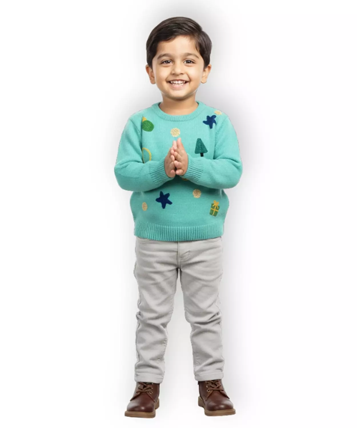 Boys Customised Christmas Sweater - Turq