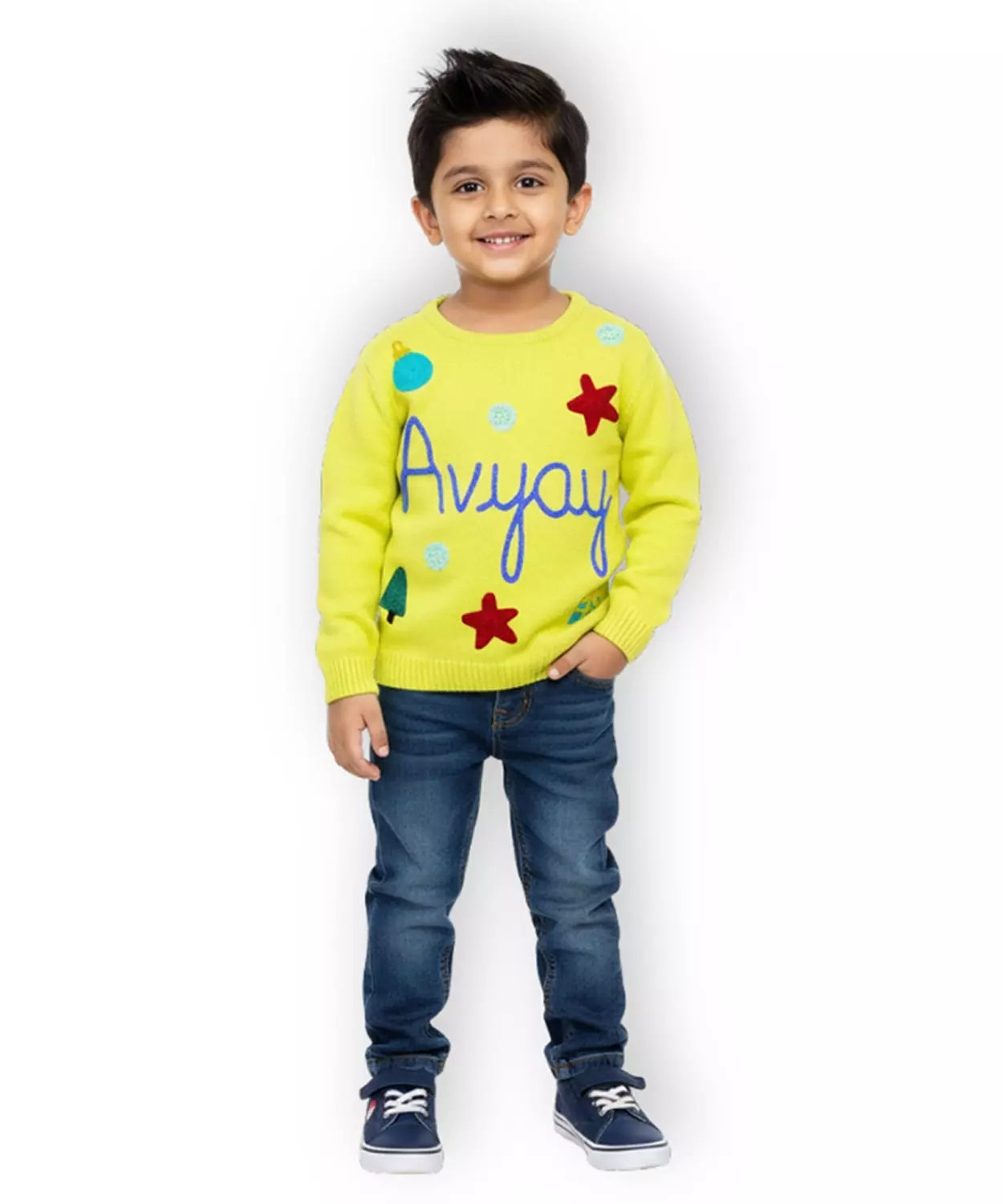 Boys Customised Christmas Sweater - Yellow