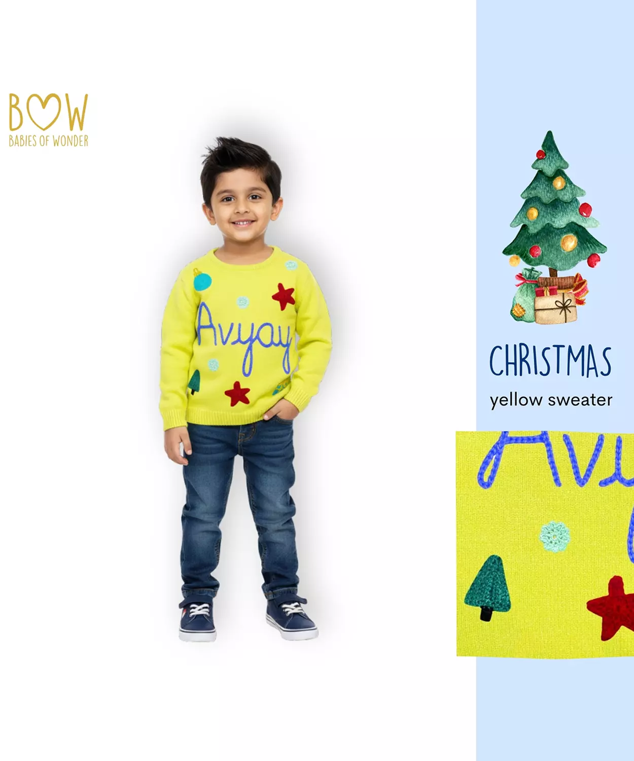 Boys Customised Christmas Sweater - Yellow