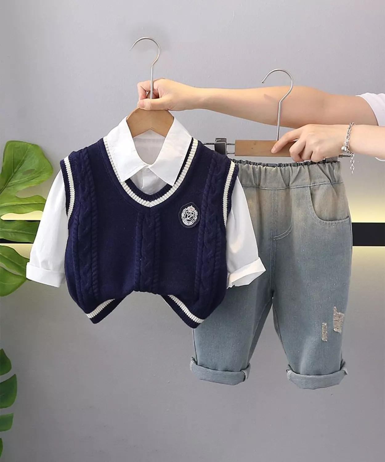 Winter Sweater Set- Blue & White