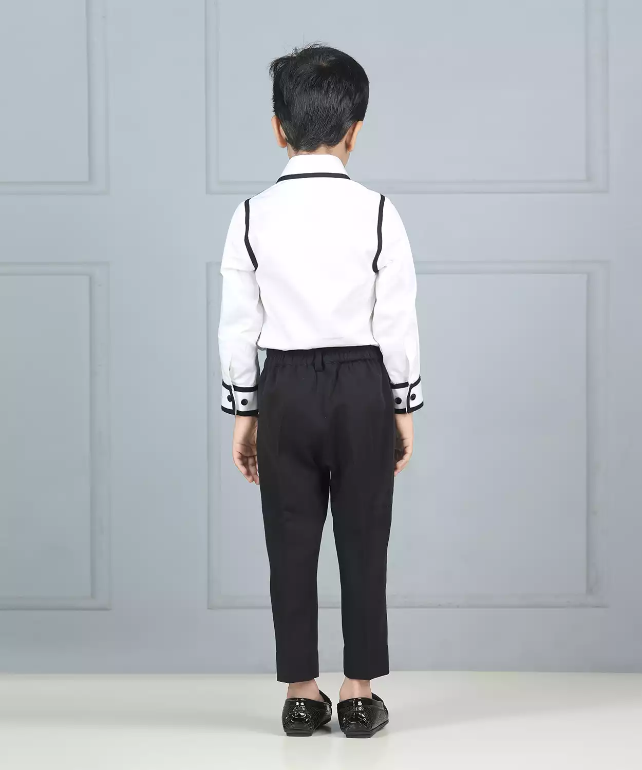 White Shirt With Black Taping Pant