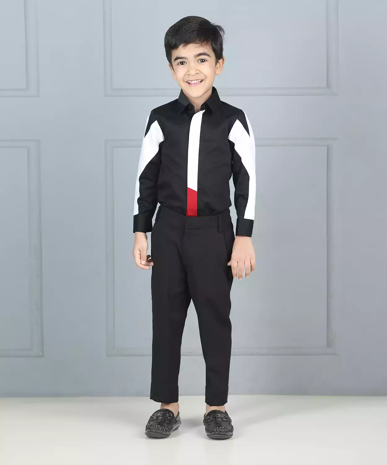 Shirt With Color Block Detailing With Pant