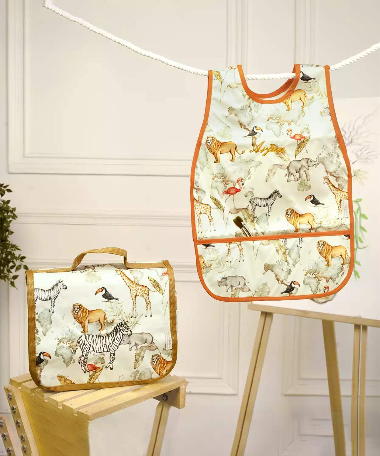 Baby It's Wild World Little Artist Apron With Canvas Bag