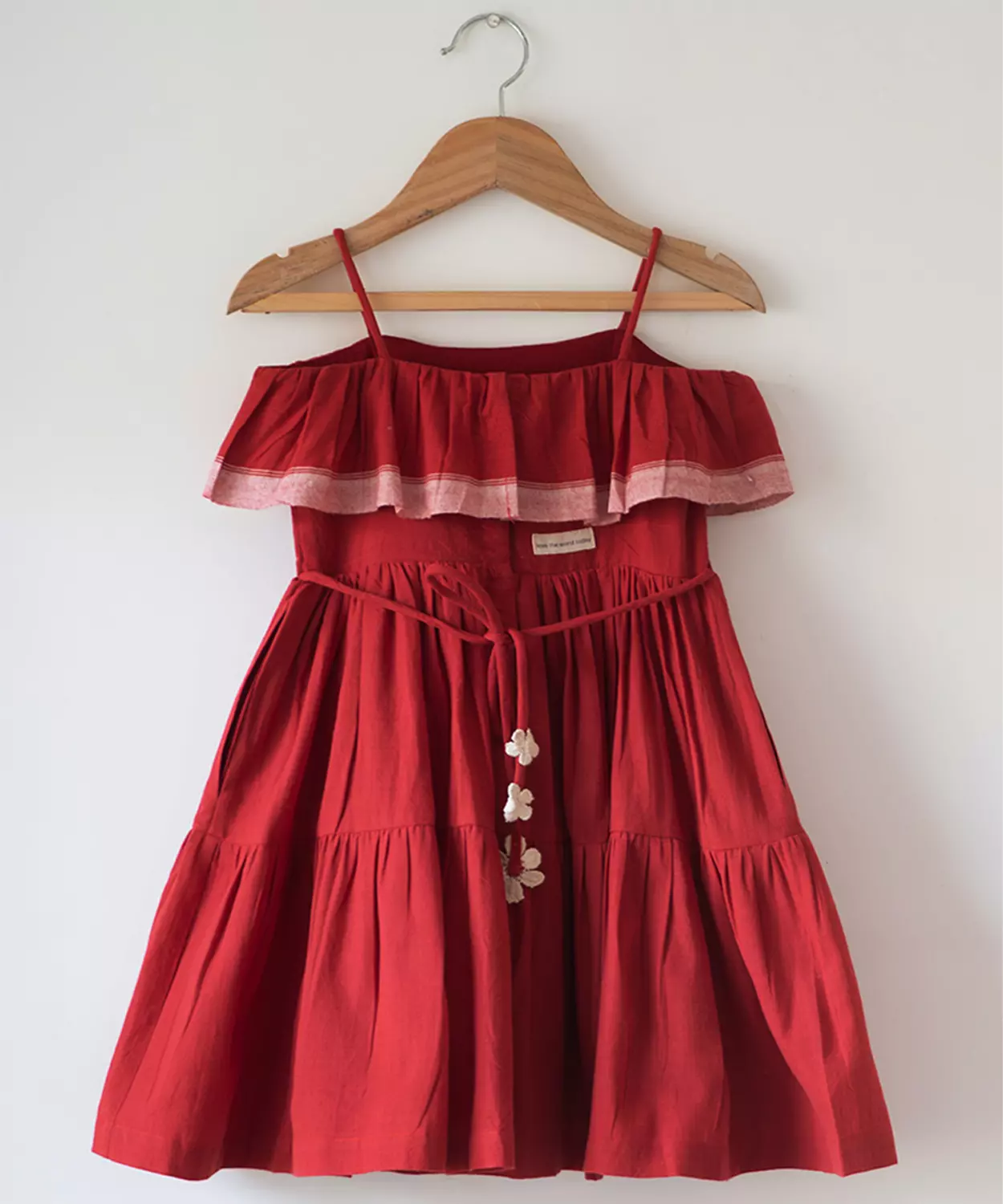 Fools Paradise Tiered Maxi Dress In Red Handwoven Cotton
