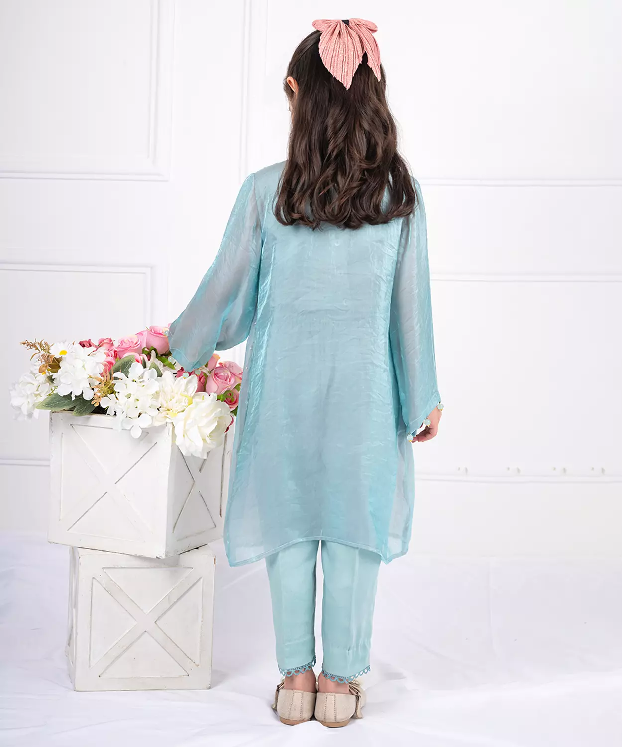 Seafoam Green Hand Embellished Pheran Kurta Set