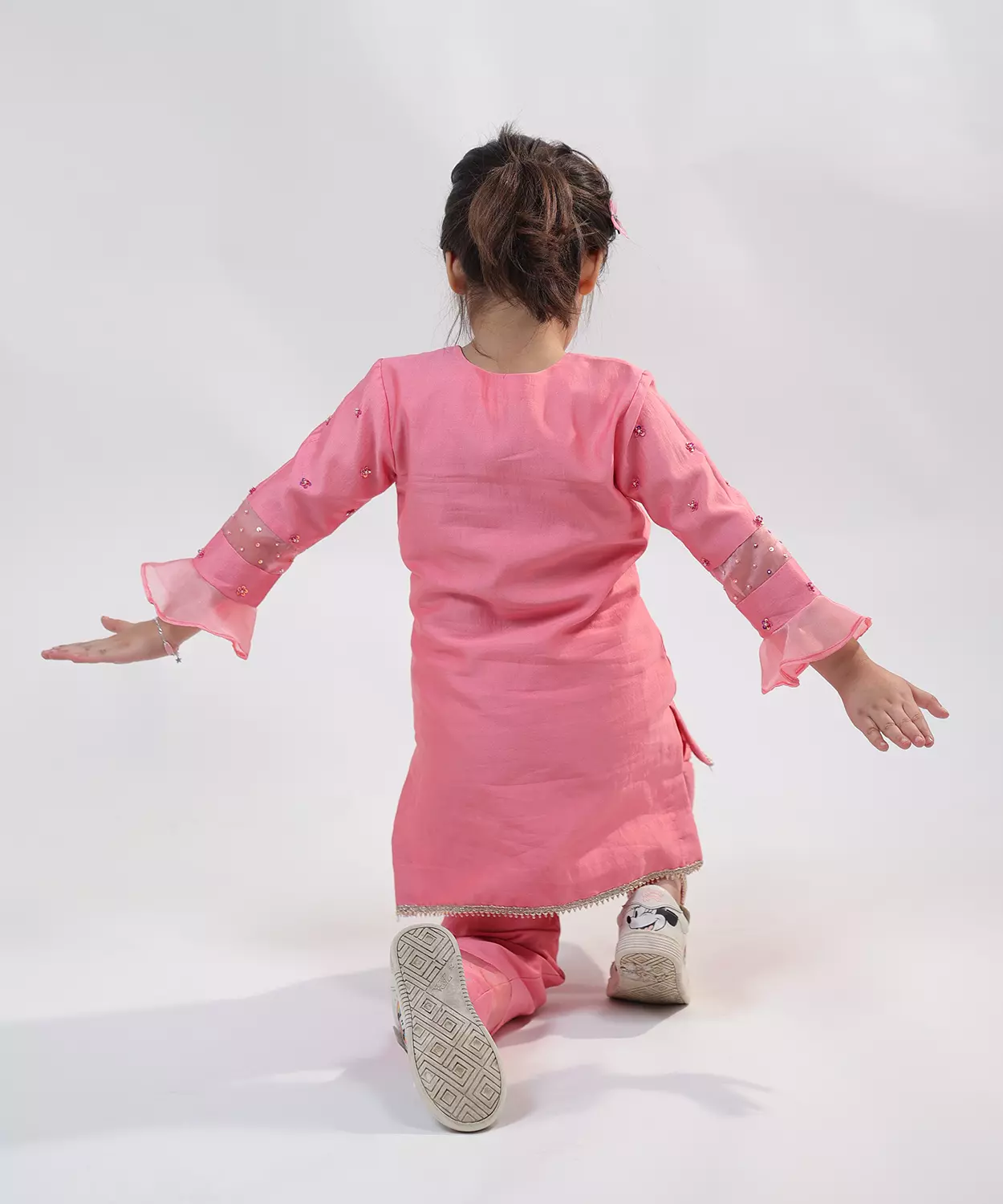 Pink Chanderi Embellished Kurta Set