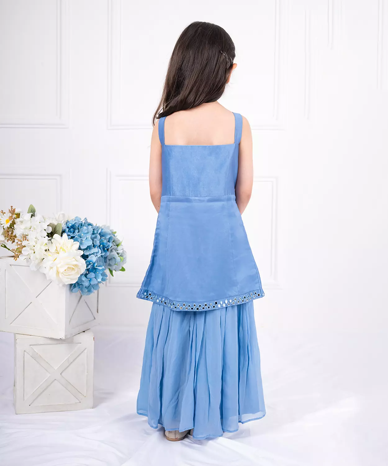 Alaskan Blue Mirror Embellished Gharara Set