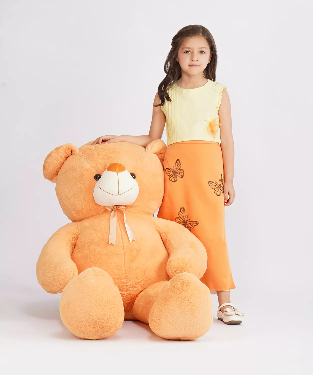 Yellow & Orange Embellished Skirt Set