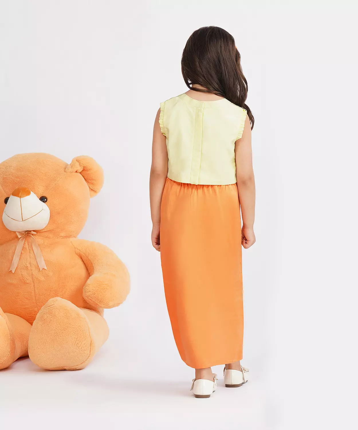 Yellow & Orange Embellished Skirt Set