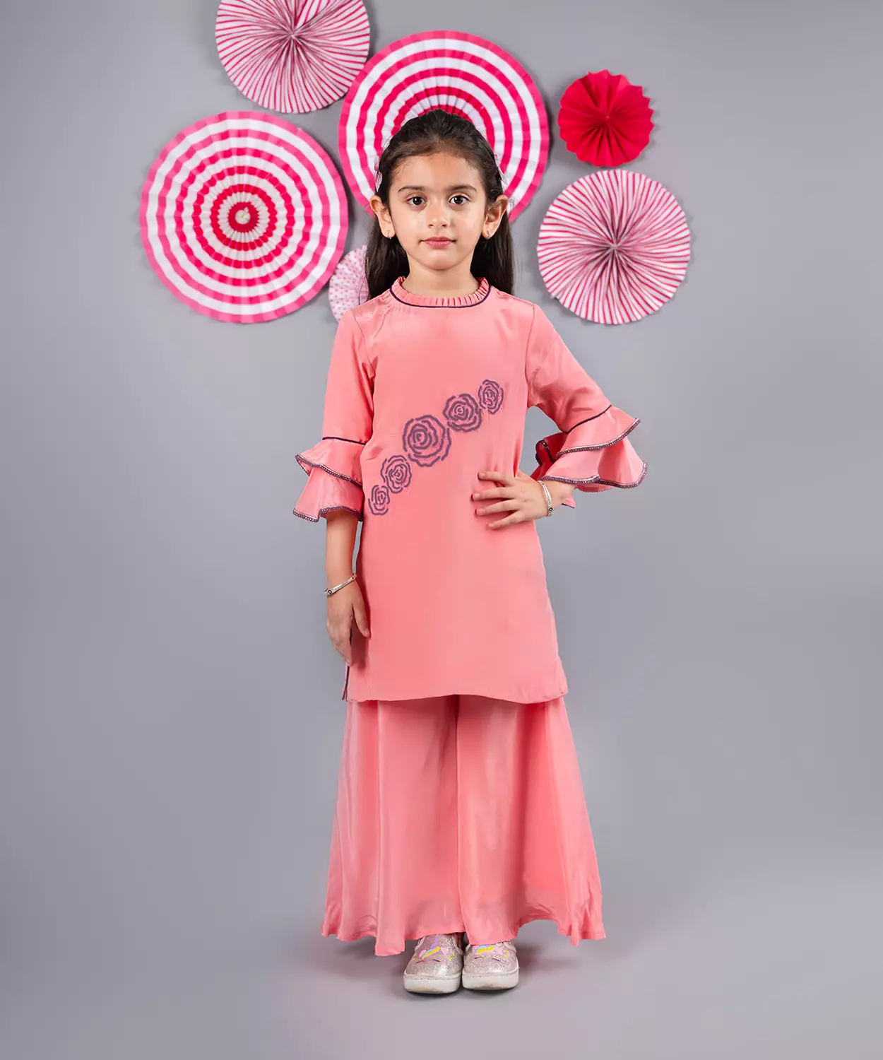 Pink Hand Embroidered Kurta Set