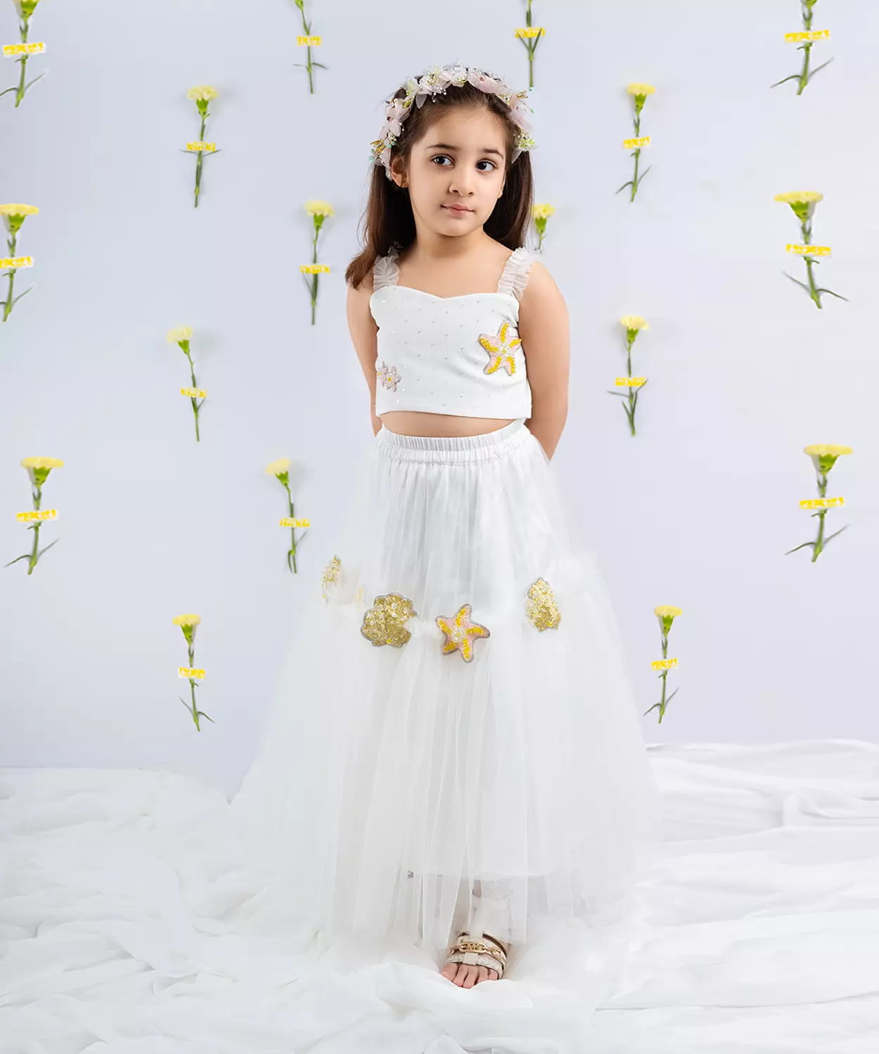 White Embellished Lehenga Set