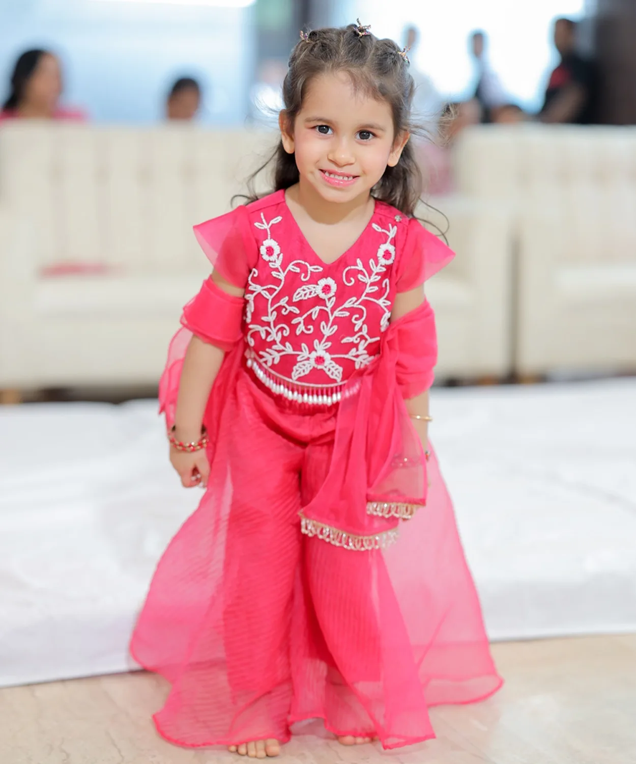 Pearl Embroided Top Sharara Set With Dupatta