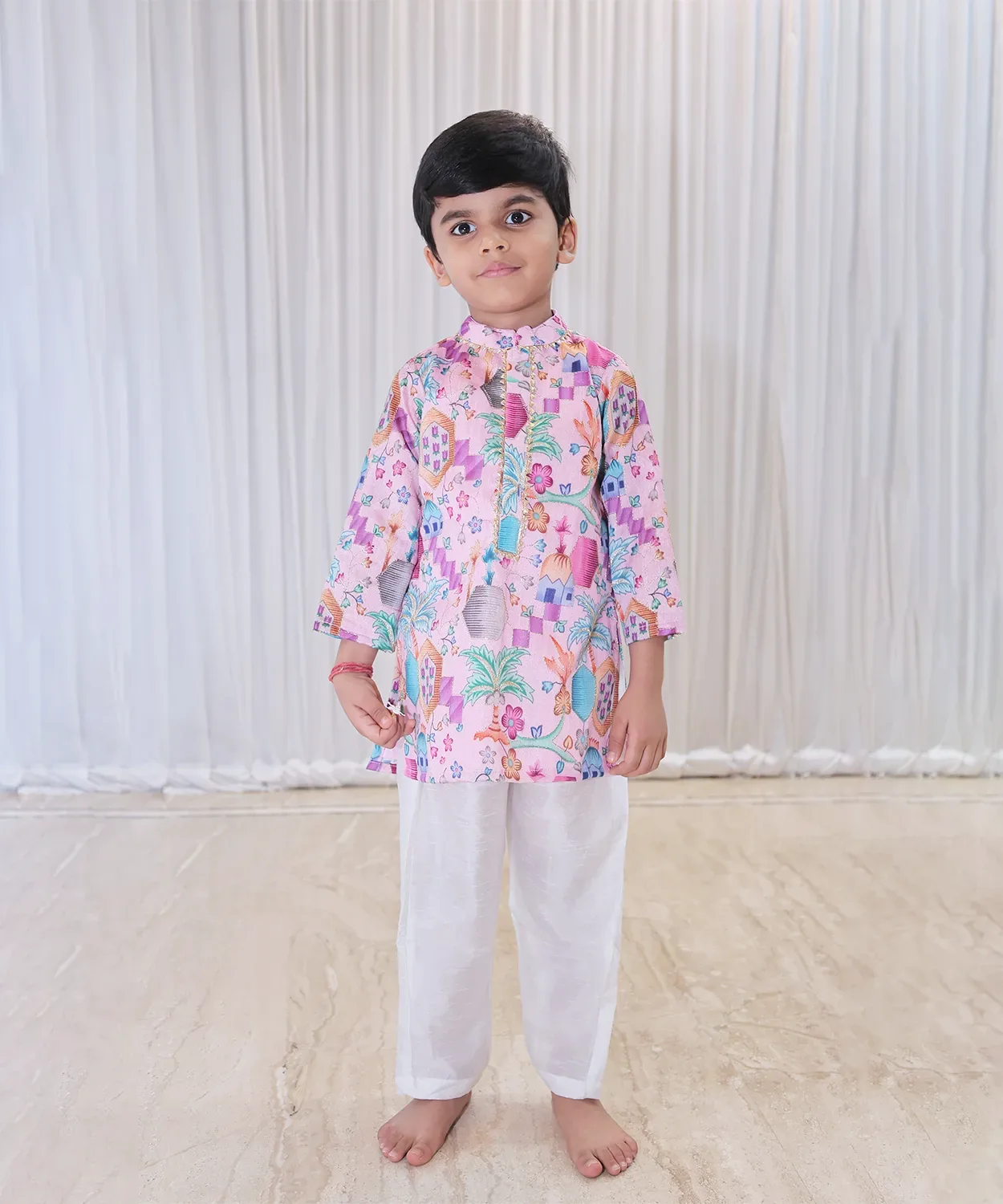 Printed Kurta Pajama Set – Pink Multicolor