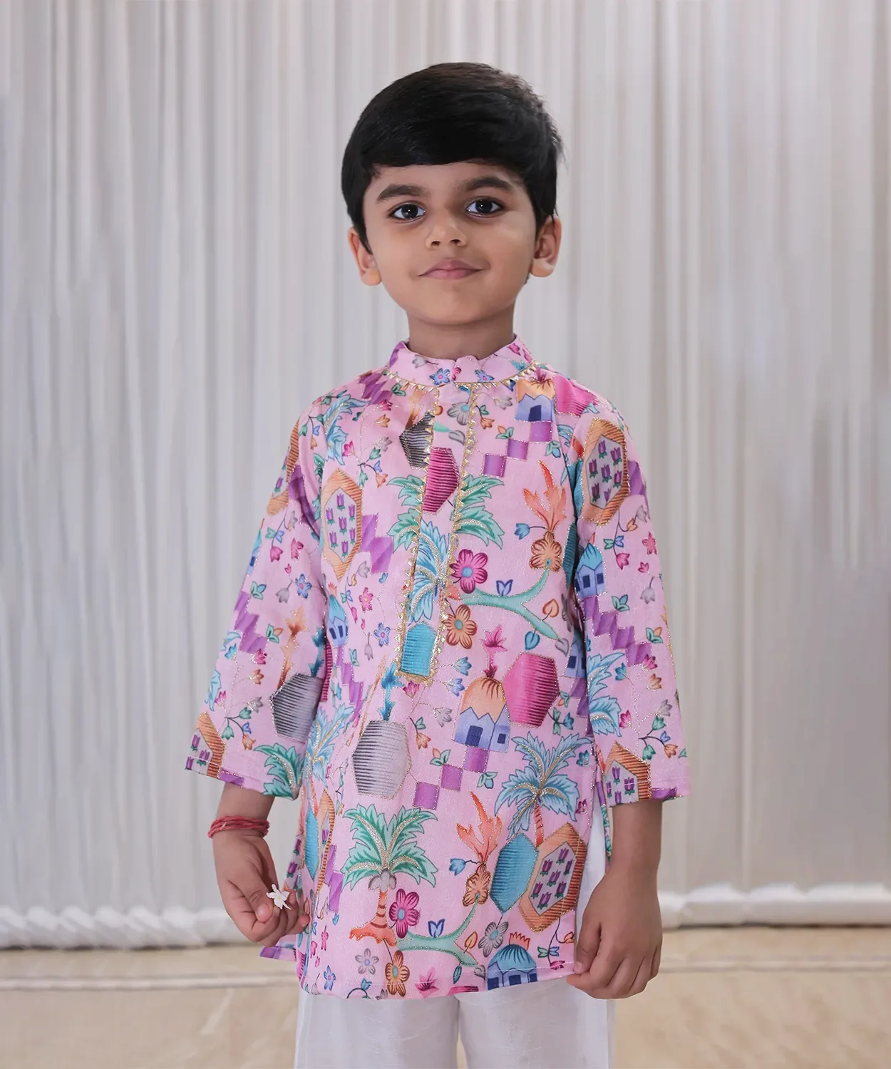 Printed Kurta Pajama Set – Pink Multicolor