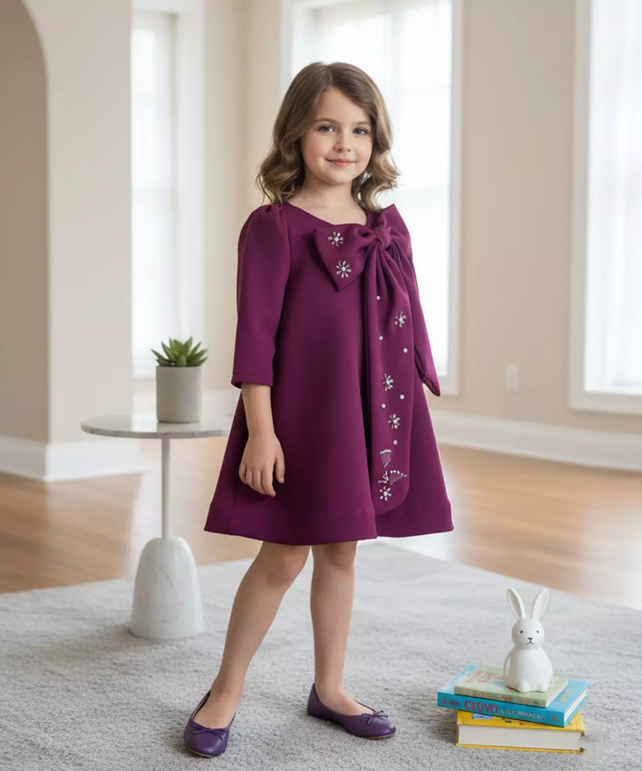 Plum Petal Bow Dress