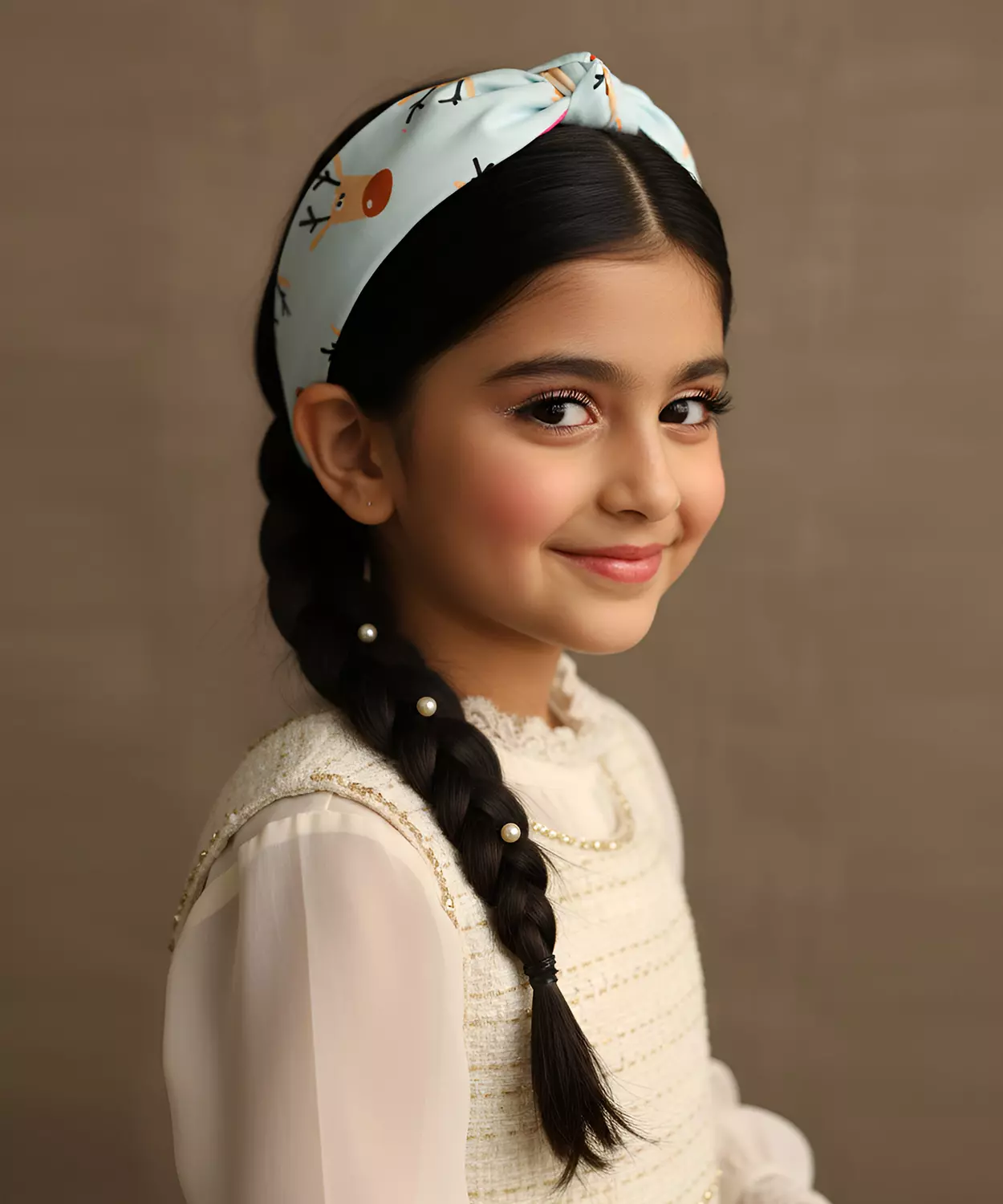 Christmas Reindeer Hairband For Girls –  Light Blue