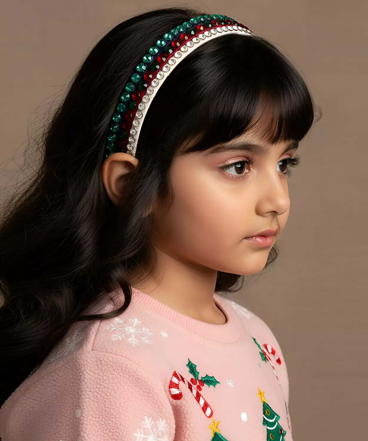 Set Of 3 Xmas Kids Hair Hairband - Green, Red & White