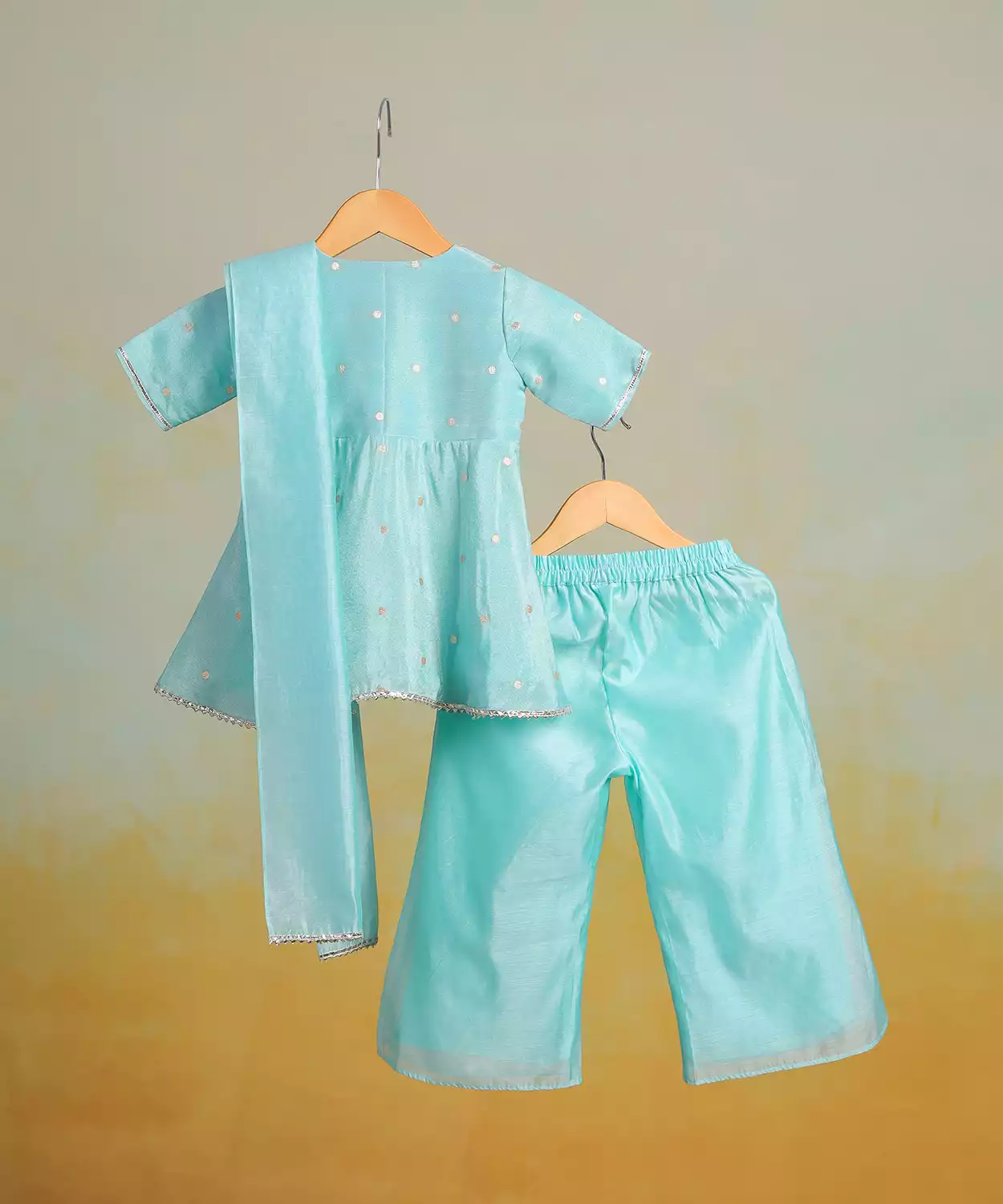 Blue Polka Sharara Set