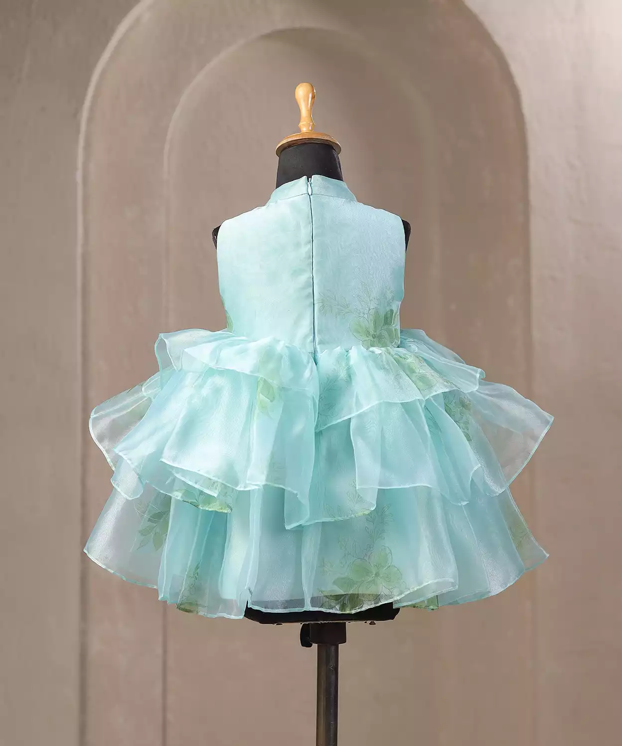 Sea Blue Printed Layered Dress