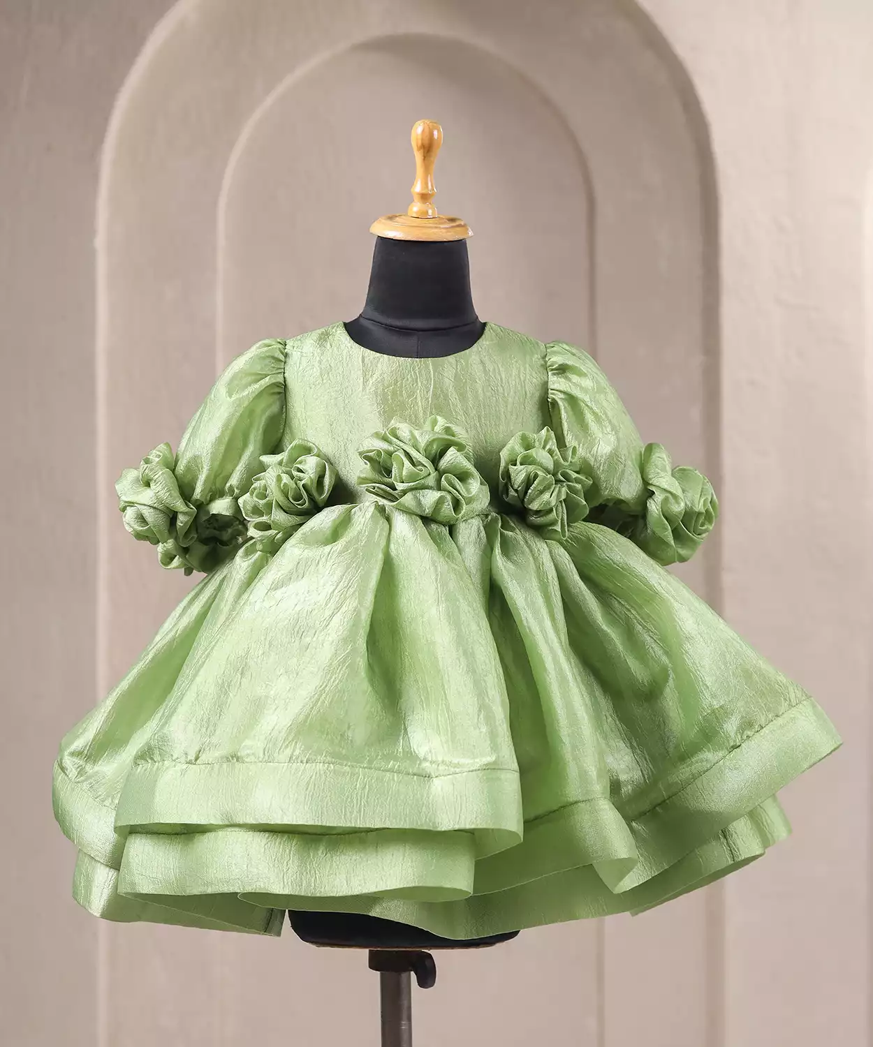 Green Flower Embellished Dress