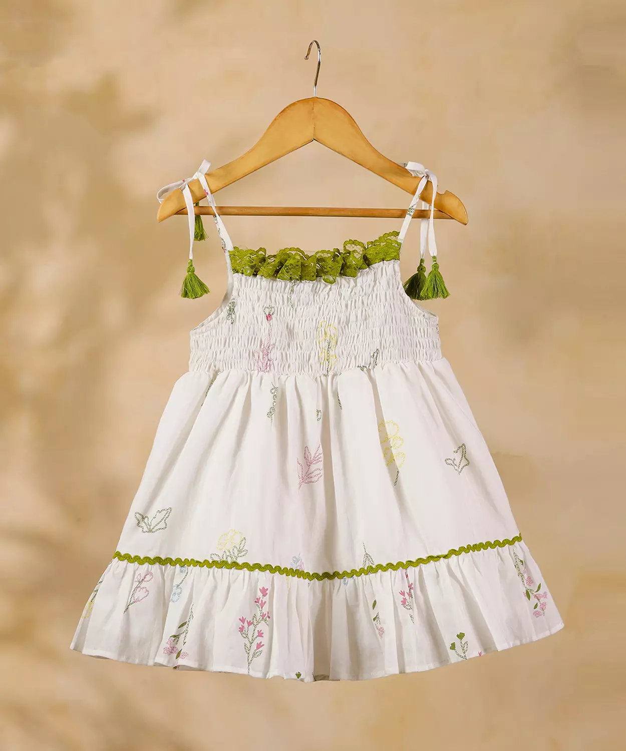 Tie Shoulder Smocked Floral Dress
